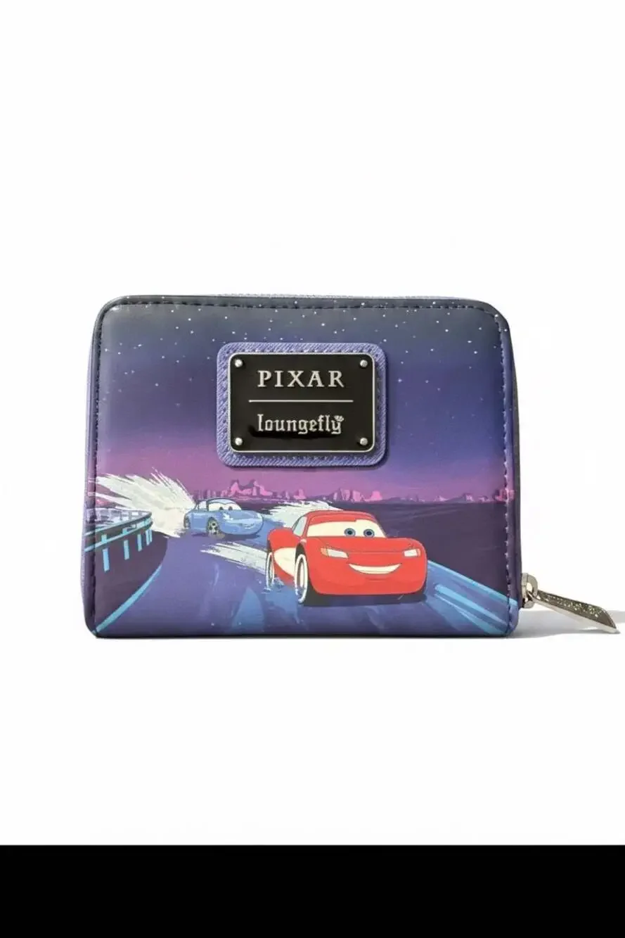 Loungefly Disney Pixar Cars Lightning McQueen & Sally Nighttime Glow Zip Wallet!